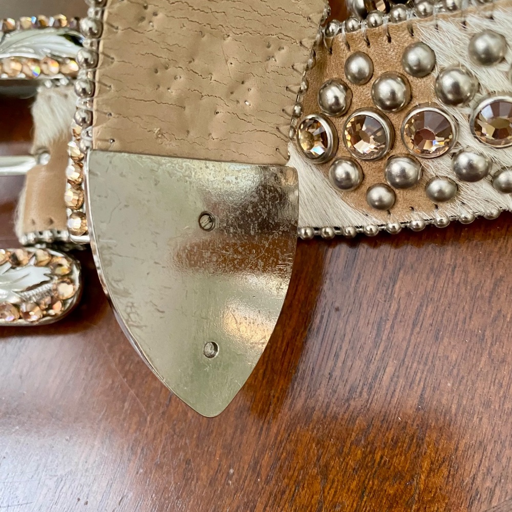 BB SIMON $595 Vintage Crystal Pony Hair Cowgirl Rocker Belt 38 - Picture 6 of 10